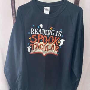 Gildan Black 'Reading is Spooktacular' Long Sleeve Tee
